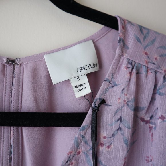 Greylin Tamara Georgette Floral Mini Lilac Dress - Picture 8 of 11